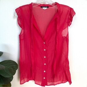 Patrizia Pepe Vibrant Red Sheer Blouse